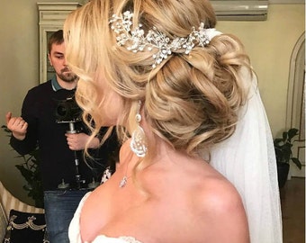 Wedding hair vine Bridal hair piece Baby breath garland Pearl Headpiece Bridal hair brooch Crystal hair comb Bohemian Silver Headband