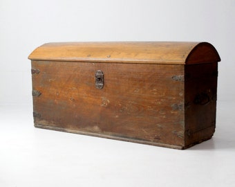 antique wood trunk, antique chest