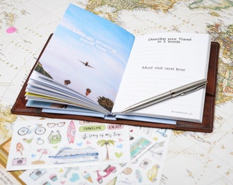 Travel book Travel Diary journal, personalized journal, leather notebook Cover case leather sketchbook diary, with Scratch off world map