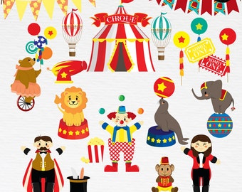 Circus Clipart. Bunting Banners Clipart. Animals Clipart. PNG + Vector. Personal and Commercial Use. Instant download.