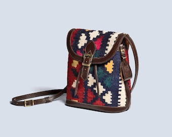 Taban Kilim Leather Bucket Bag