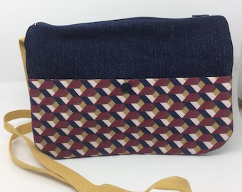Geometric fabric shoulder bag