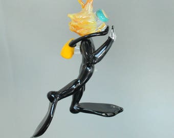 Frogman - Scuba Diver Guy - Hanging Art Glass Ornament Sculpture