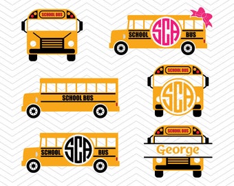 School Bus Monograms SVG DXF PNG eps Yellow Teacher back to school Cut File for Cricut Design, Silhouette studio, Sure A Lot, Makes the Cut