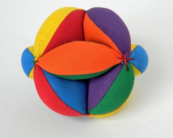 Montessori Preschool Toy - Learn Your Colors - Baby Clutch Grab Ball - Unisex Learning Toy - Sensory Toy - Baby Shower Gift - Handmade Ball