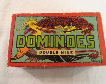 Vintage Halsam Double Nine Dominoes 920-HR 56 Dominoes