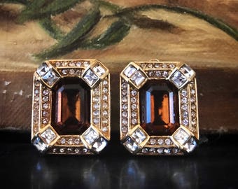 1980's topaz color gemstone style Christian Dior earrings