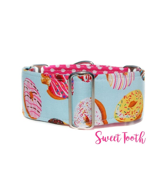 2 Inch Two Toned/Half Print Donuts and Polka Dot Martingale Dog Collar, Ready to Ship: 13-17