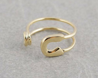 Gold Safety Pin Ring