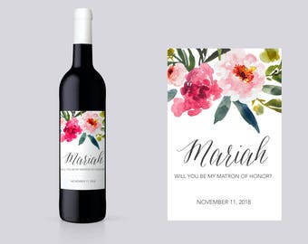 Personalized Maid of Honor Ask Wine Label. Bridesmaid Proposal Wine Labels. Maid of Honor Proposal Wine Labels. Personalized Maid of BM21B