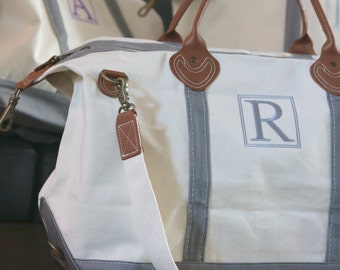 Sale! Monogrammed Weekender Bag - Grey Monogrammed Duffle Bag - Monogrammed Overnight Bag - Carry ON Bag - Bridal Gift