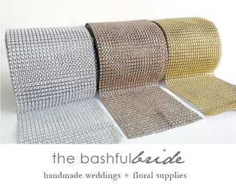 10 yards diamond wrap, 2 colors, champagne diamond wrap, silver diamond wrap, gold diamond wrap, candle wrap, diamond candle wrap, mesh