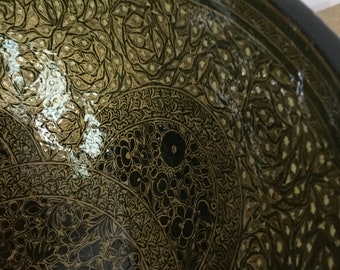 Late 1980s era handmade handpainted papier Mache bowl