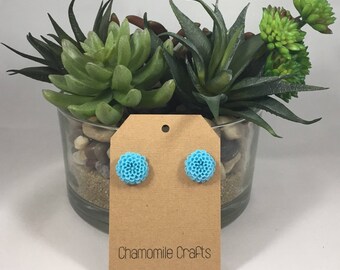 Chrysanthemum Earrings Sky Blue