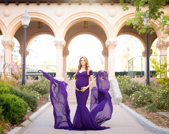 Maternity Dress-Maternity Dress for Baby Shower-Maternity Gown for Photo Shoot-Sheer Pregnancy Dress-Chiffon Maternity Gown-PAMELA