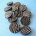 Vintage Buttons JET BLACK Glass 22mm (7/8") lot of 6 Mid-Century Czech Textured self-shank