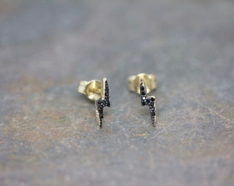 Black lightning bolt stud earrings