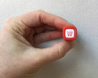 Shopping Stamp - Trolley Cart Stamp - Erasable Stamp - Pilot Frixion Stamp - Tiny Schedule Stamp - Self Inking Stamp - 14mm square