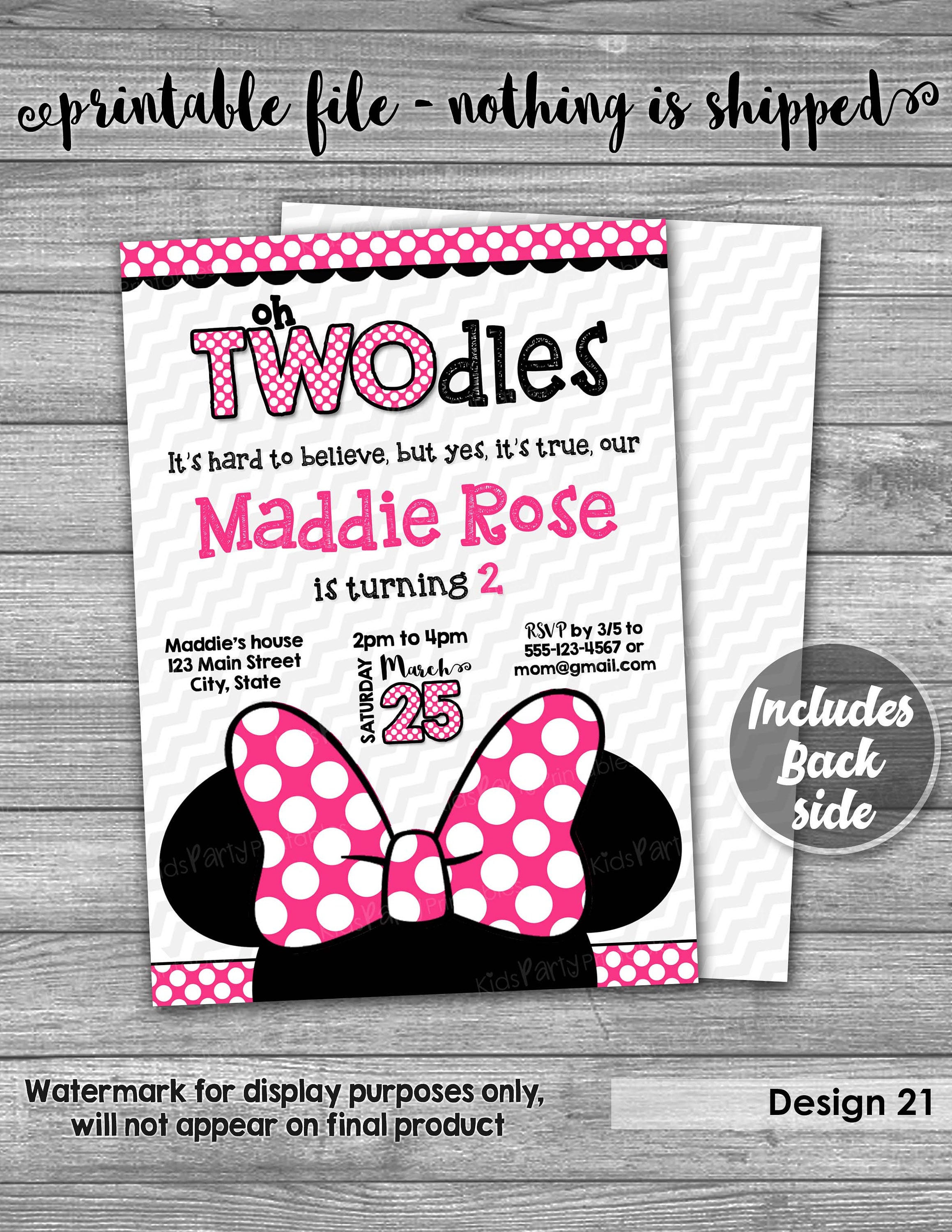 Oh Twodles Invitation PRINTABLE Minnie Mouse Invitation Oh