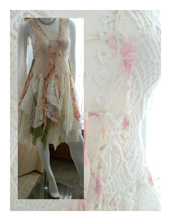 Boho wedding dress shabby tattered bohemian french country