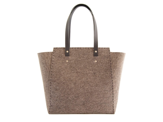 Extra large Felt TOTE BAG / grey felt tote bag / grey felt shopper / felt shoulder bag / carry all bag / made in Italy