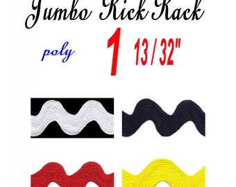 Sale - 5 YARDS - Polyester JUMBO RICK Rack Trim, Your Choice, 4 Colors to Choose From
