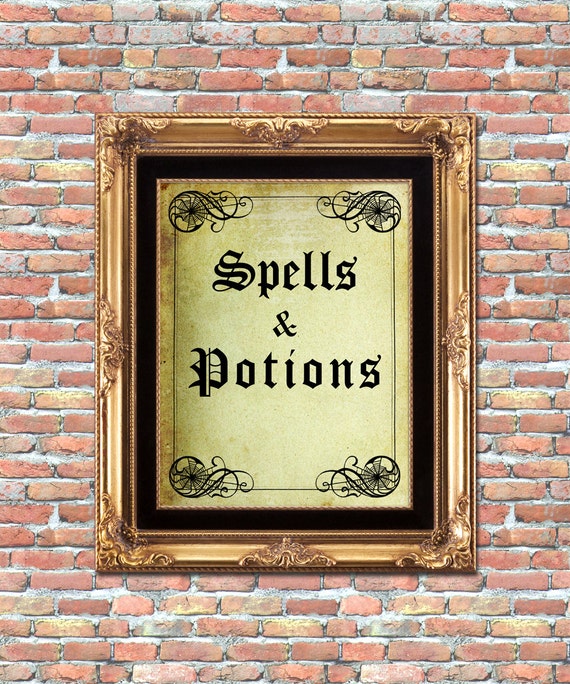 Spells and Potions Printable Halloween Home Wall Decor or Book