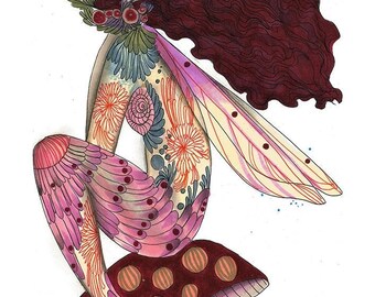 Original fairy illustration A4 watercolour paper