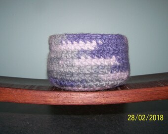 Sweet Crochet Felted Wool Bowl / Basket
