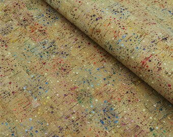 Portugal cork fabric 68*50cm/26.7*19.6inch colorful cork rainbow fabric rustic Natural Cork leather Vegan fabric COF-103