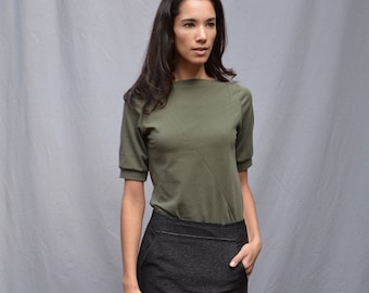 Triangle Top, Mid Sleeve, Cotton Jersey, Modern Minimal- made to order