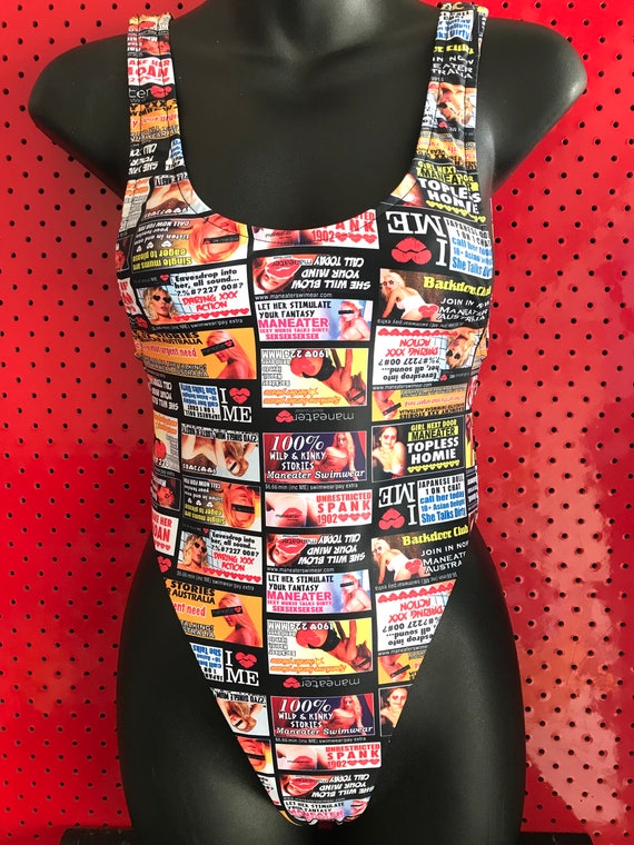 15%OFFSALE ***MissManeater CALLGIRL high cut thick strap digital print designer swimsuit *** BRAZILIAN cut!