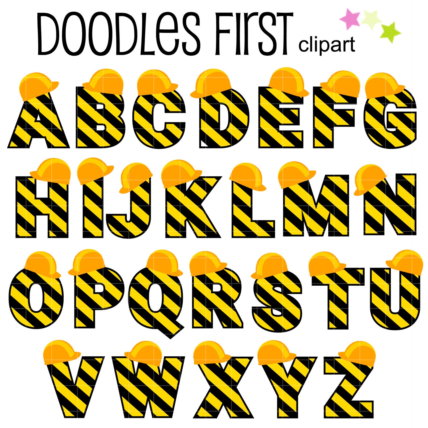 Construction Alphabet for Scrapbooking Card Making Cupcake