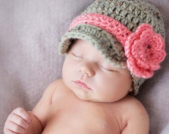 Baby Girl Gifts, Infant Girl Clothes, Newsboy Hat, Photo Props, Toddler Hats, Crochet Baby, Flower Hat, Crochet Hats, Baby Shower Gifts