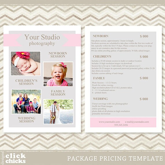 photography package pricing list template price list price