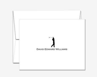 Personalized Stationery - Golfer - Folded Note Cards