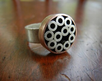 Sterling and Copper Lotus Pod Ring