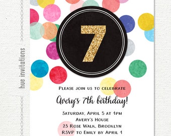 7th birthday invitation etsy