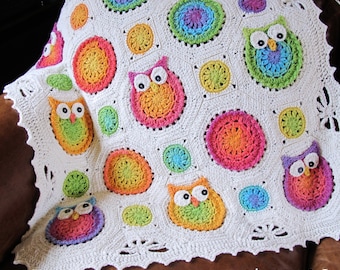 Crochet Blanket PATTERN - Owl Obsession - crochet pattern owl blanket, afghan pattern, crochet baby blanket pattern - Instant PDF Download
