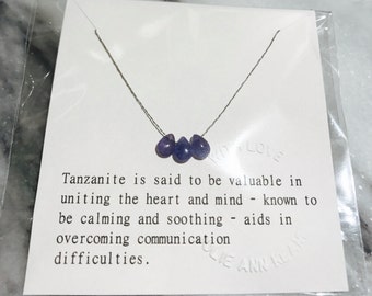 Calming. Tanzanite Necklace. Itsy Dainty Tanzanite Necklace. Teardrop Tanzanite. Delicate Tanzanite Necklace. Tanzanite Necklace. Custom.