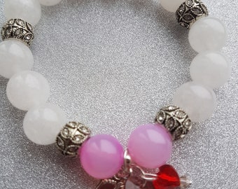 White Agate with Pink Morganite beads!