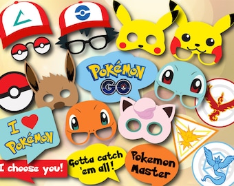 Instant Download Pokemon Go Photo Booth Props, Pokemon Birthday Party Photo Booth Props, Pokemon Go Party Printable Photo Booth Prop 0417