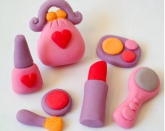 BACHELOR, Edible Cake toppers, Edible fondant, Make up set, Edible cosmetics, Edible lipstick, Edible makeup cake decorations, Edible beauty