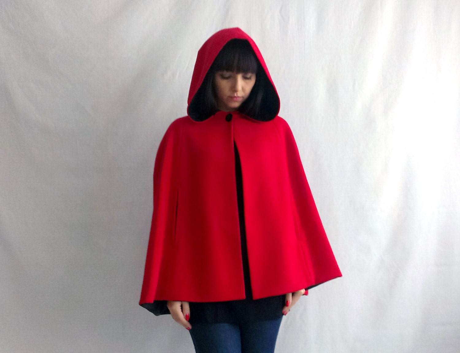 Little red riding hood red cape wool cape adult cape little