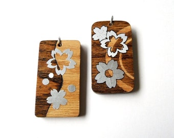 Handmade Wooden Necklace / Keychain / Charm / Tag - Sakura / Cherry Blossom Series