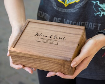 4x6" Walnut Wood Photo Box - Print Proof Box - Wedding Photo Storage - Photography Presentation Box (Optional Custom Laser Engraving)