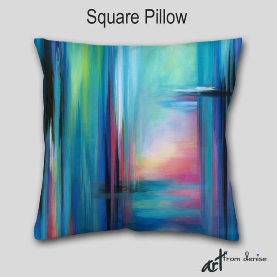 Jewel tone Accent Pillow Teal tone decor Abstract art