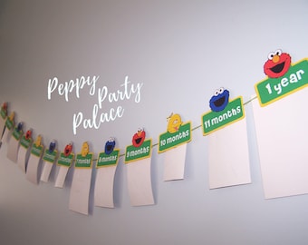 DIGITAL Elmo, Sesame Street Photo Banner, Elmo Banner, Sesame Street Party, First Birthday Banner, First Year, Elmo Party