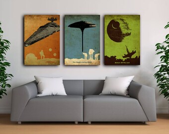 Star wars vintage poster set, New hope poster, Return of the jedi poster, Empire strikes back poster, AT-AT walkers poster, Death Star art