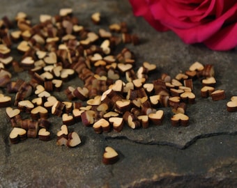 Tiny Wood Heart Confetti, Tiny Wood Hearts, Heart Confetti, Tiny Heart Cutouts, Approx. 200 pcs.